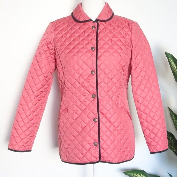 Brooks Brothers Pink Quilted Collared Water Repellant Jacket Size Small S - Picture 1 of 11